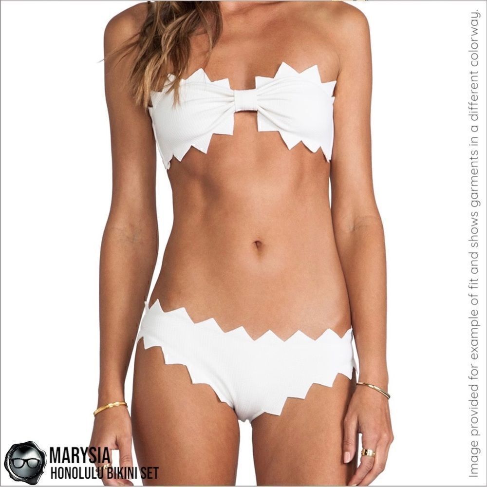 MARYSIA SWIM HONOLULU STRAPLESS ZIGZAG BIKINI SET IN BANANA BANDANA YELLOW NEW - Picture 11 of 15